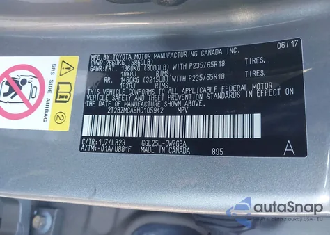 2017 Lexus Rx 350 z USA, uszkodzony, nr VIN 2T2BZMCA6HC105942